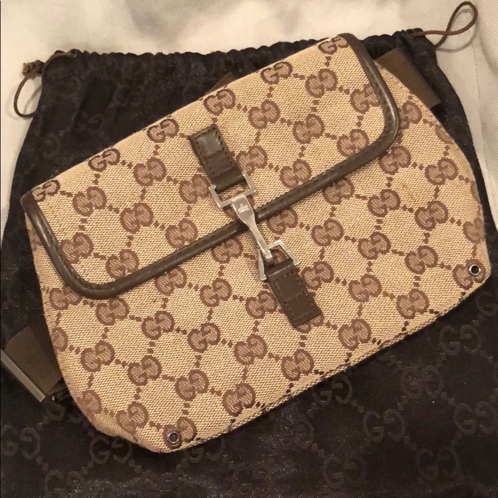 GUCCI Brown GG canvas belt waist bag